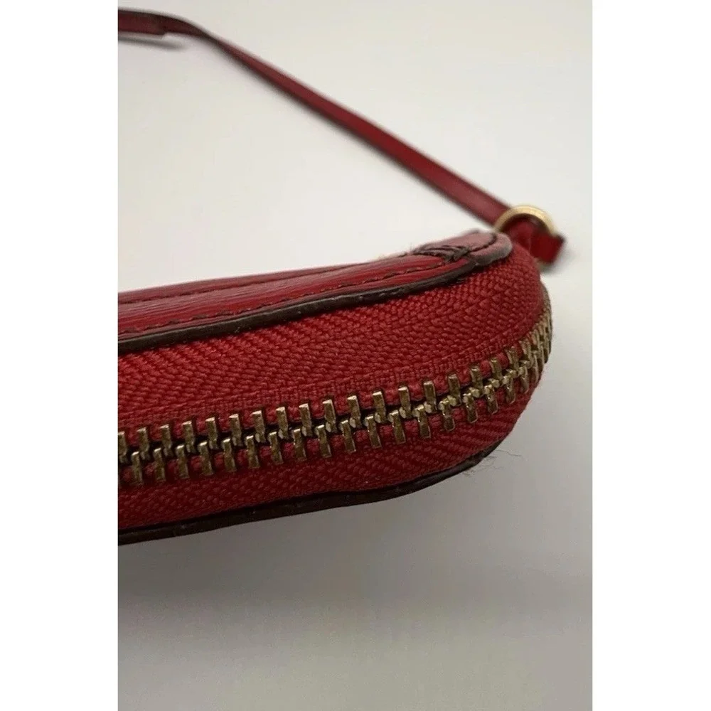 LRL Lauren Ralph Lauren Vintage Red Leather Gold‎ Zipper Purse Handbag